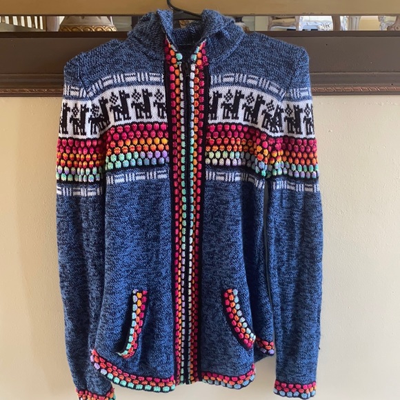 Blue , multi color patterned sweater - Picture 1 of 3